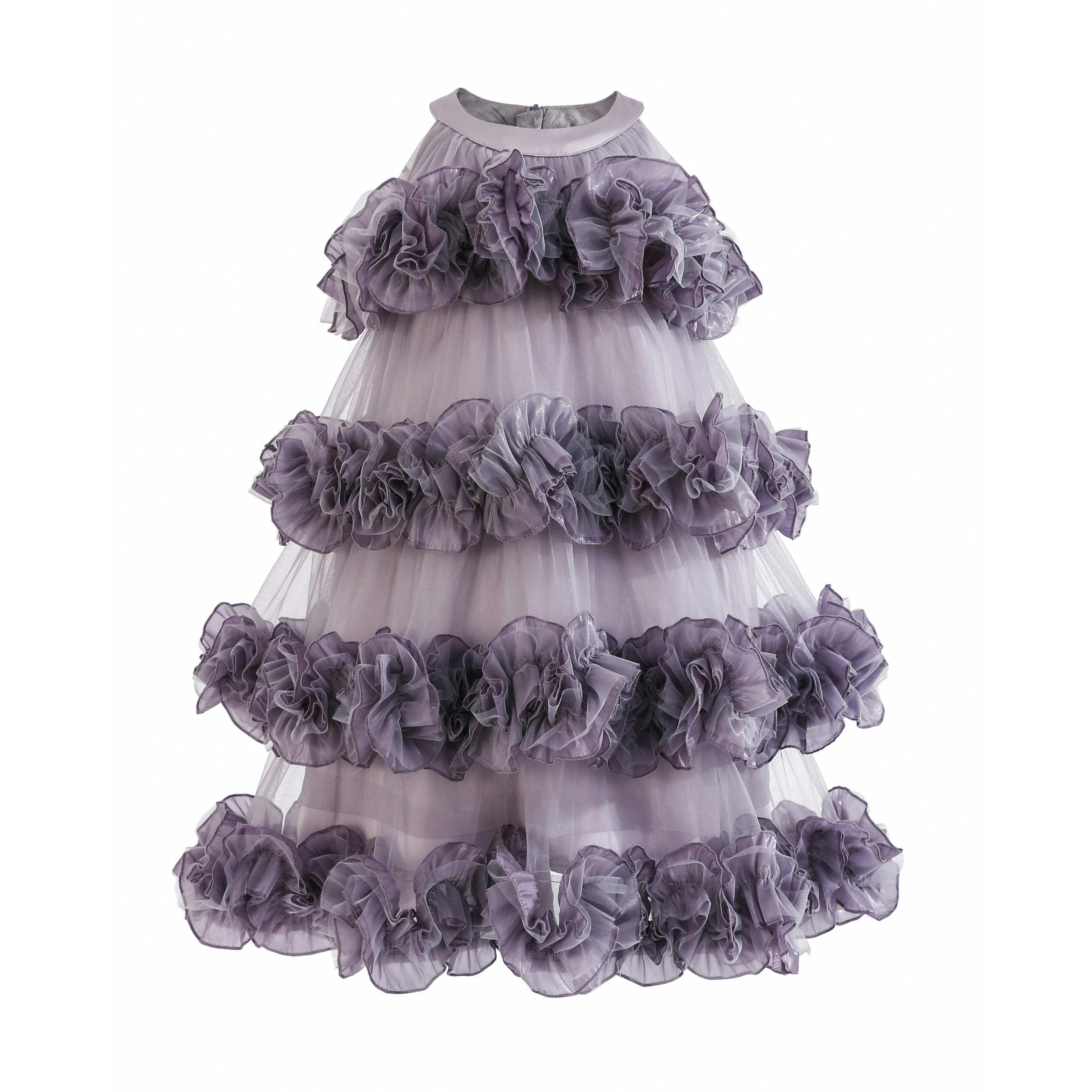 Purple Elysia Tiered Ruffle Dress