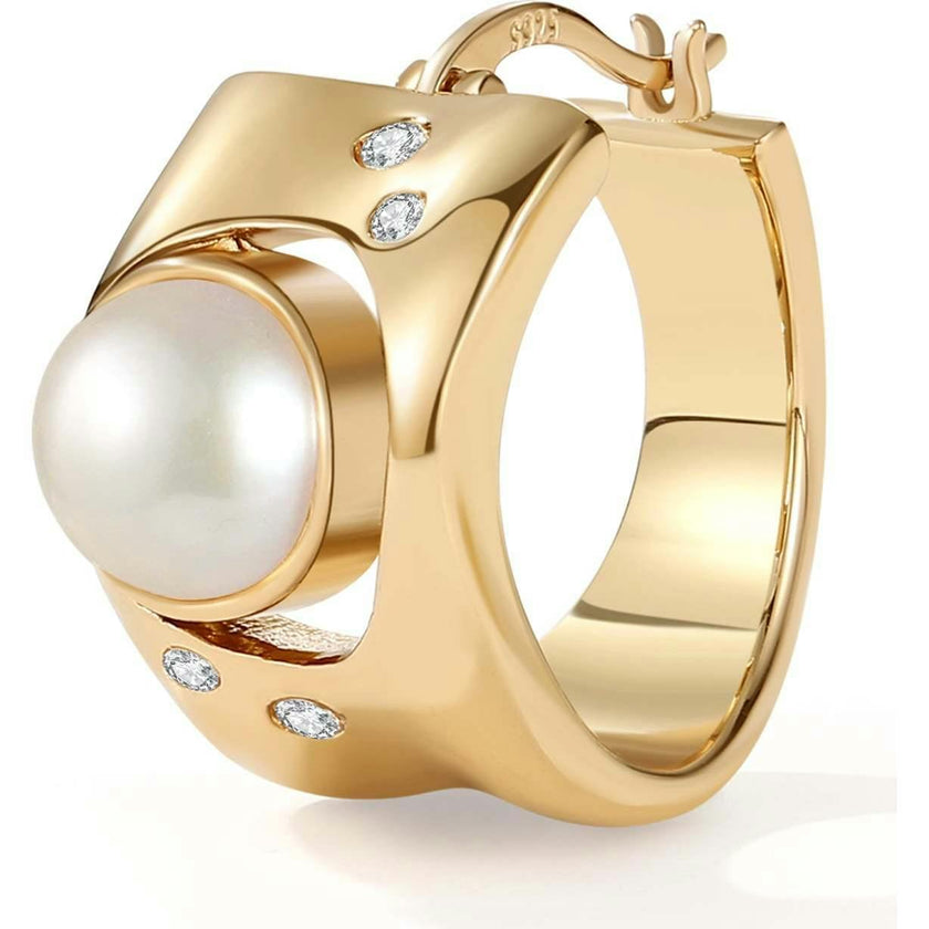 Dawn Light Pearl Hoop Earrings
