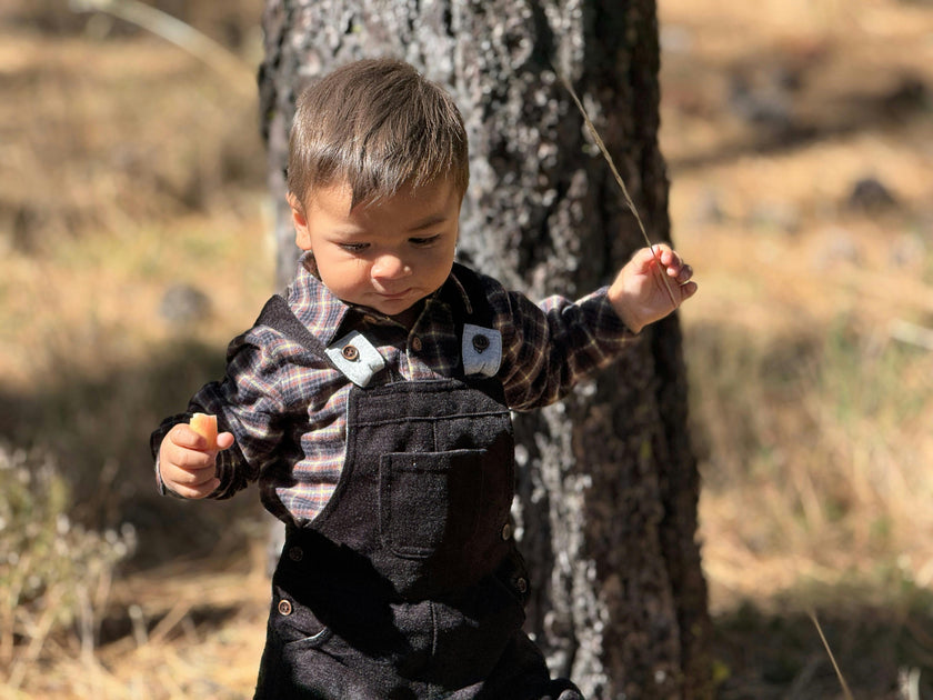 JASPER Black/Leon/Brown Washed plaid Woven Onesie