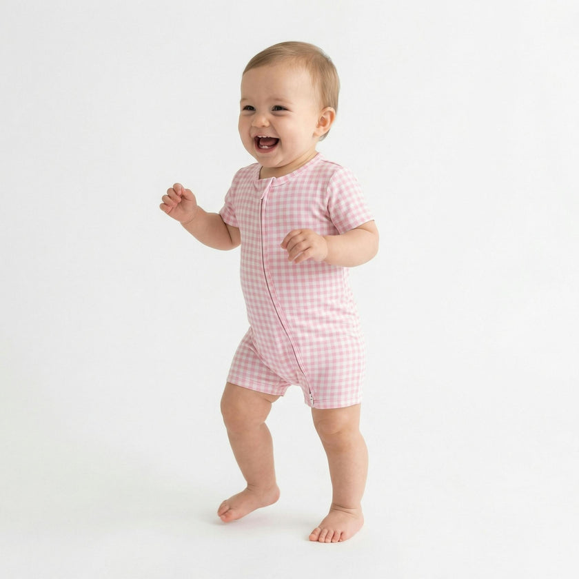Sugar Gingham Short Sleeve & Shorts Bamboo Sleeper