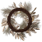 24-Inch Silver and Gold Champagne Rattan Wreath