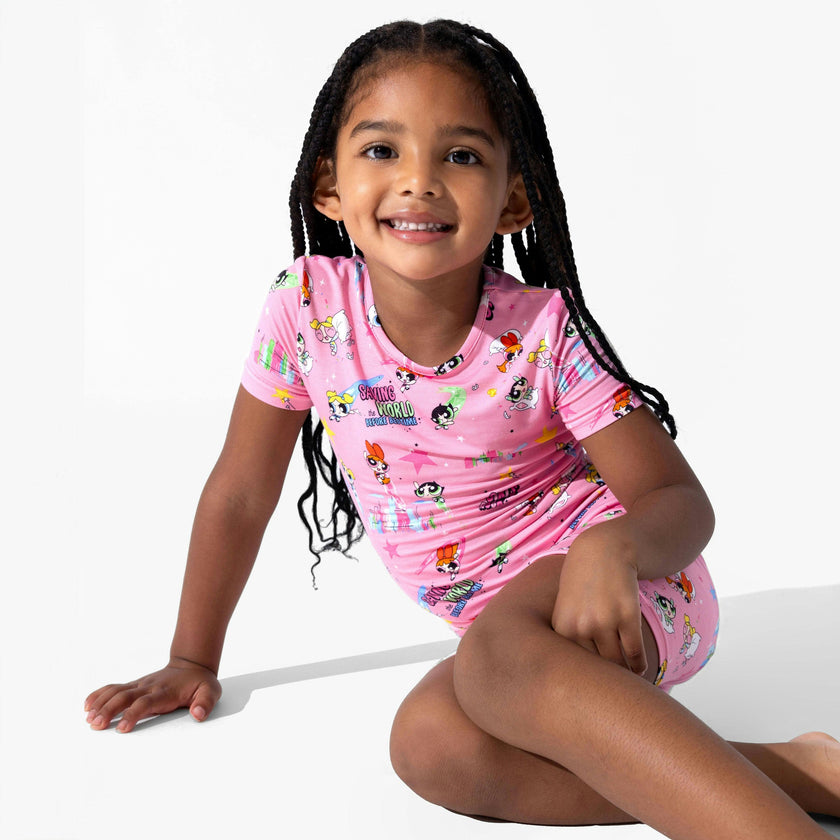 Powerpuff Girls Saving Bedtime Bamboo Kids Pajama Short Set