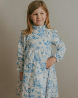 Aoki Blue Toile Dress| Long Sleeve