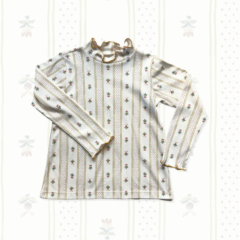 Evelyn Turtleneck in Dot Stripe and Shelby Navy