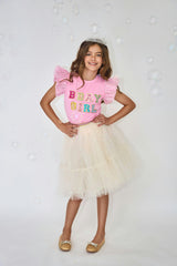 Pink Birthday Girl Gem Ruffle T-Shirt