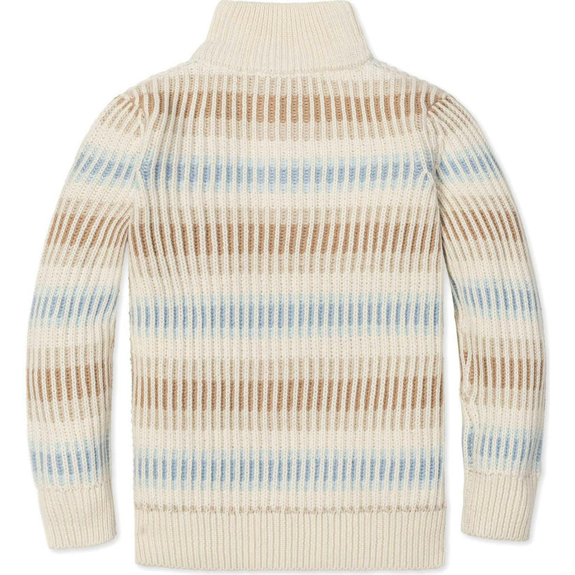 Organic Mock Neck Stripe Sweater, Beige