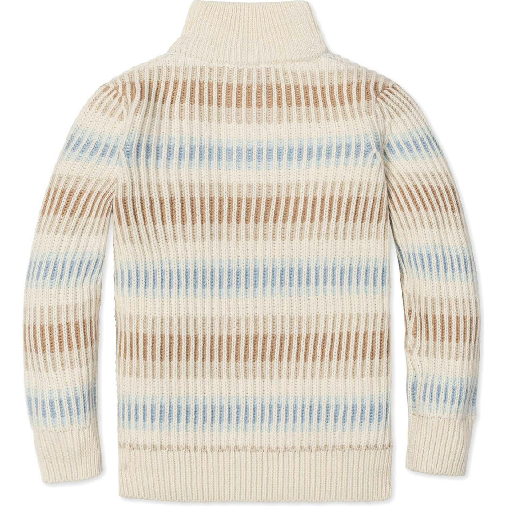 Organic Mock Neck Stripe Sweater, Beige
