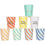 Stripe Happy Birthday Cups