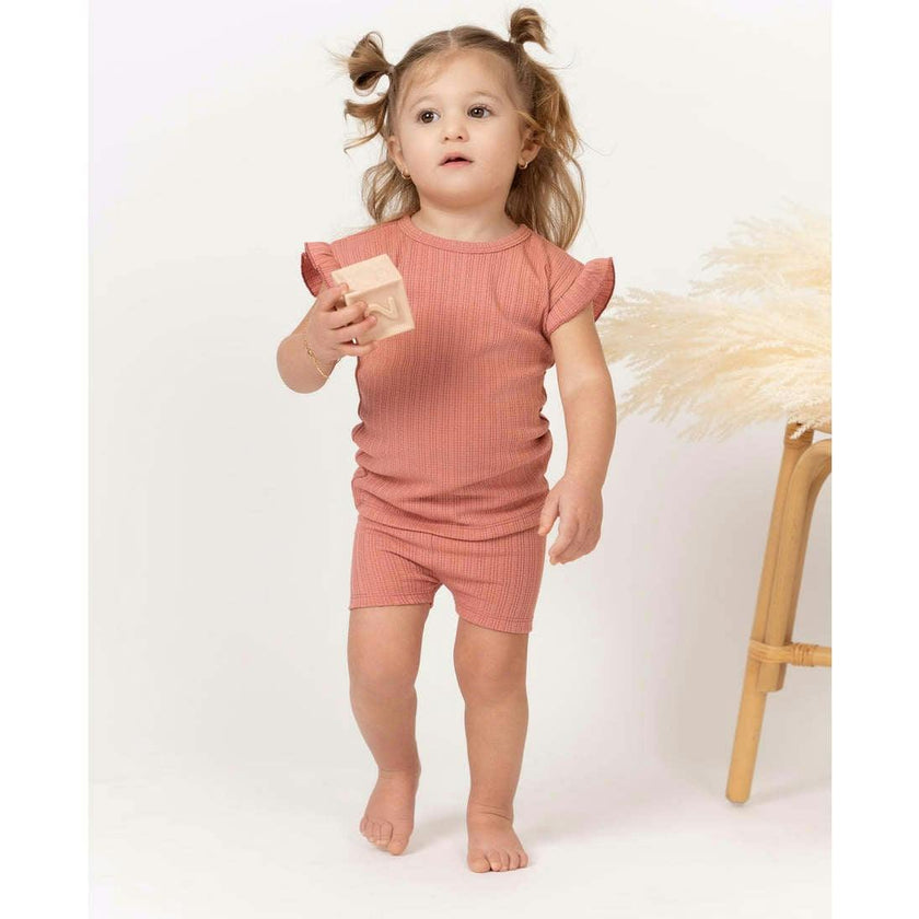 Ruffle Ladder Stripe Short Set