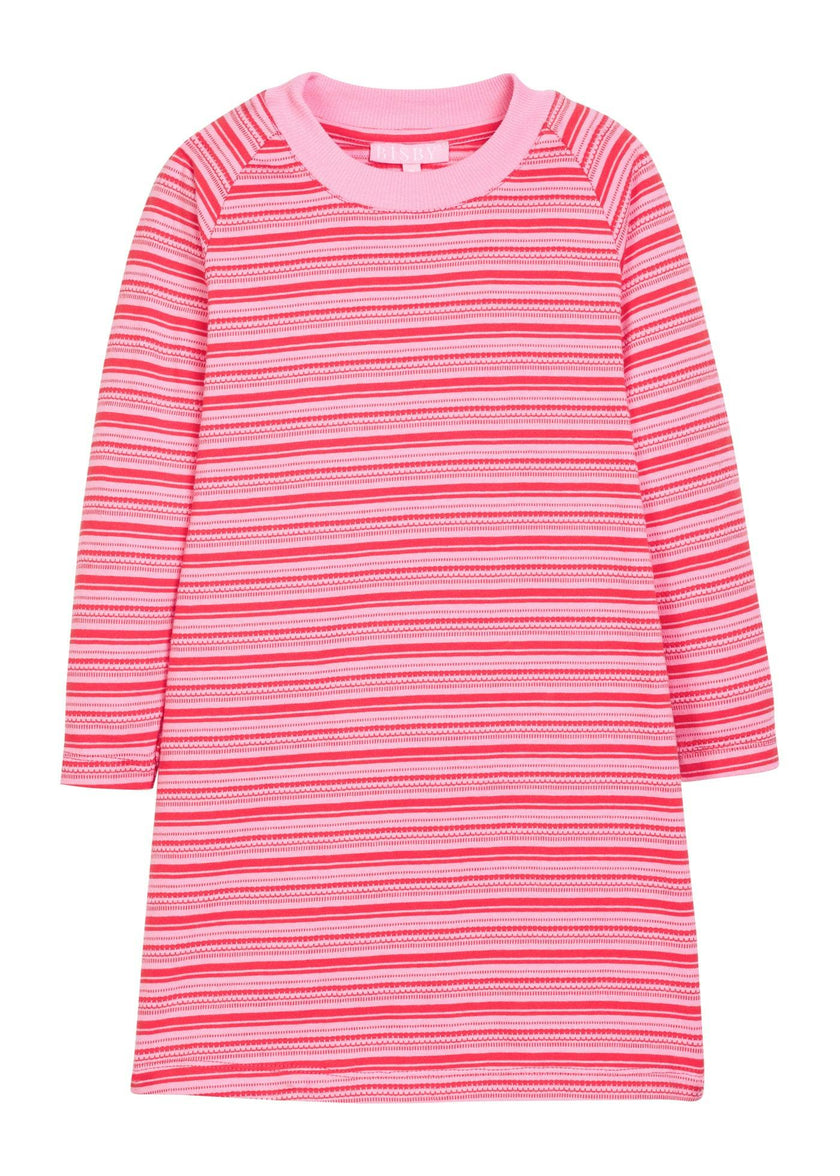 Long Sleeved T-Shirt Dress - Cambridge Crimson Stripe
