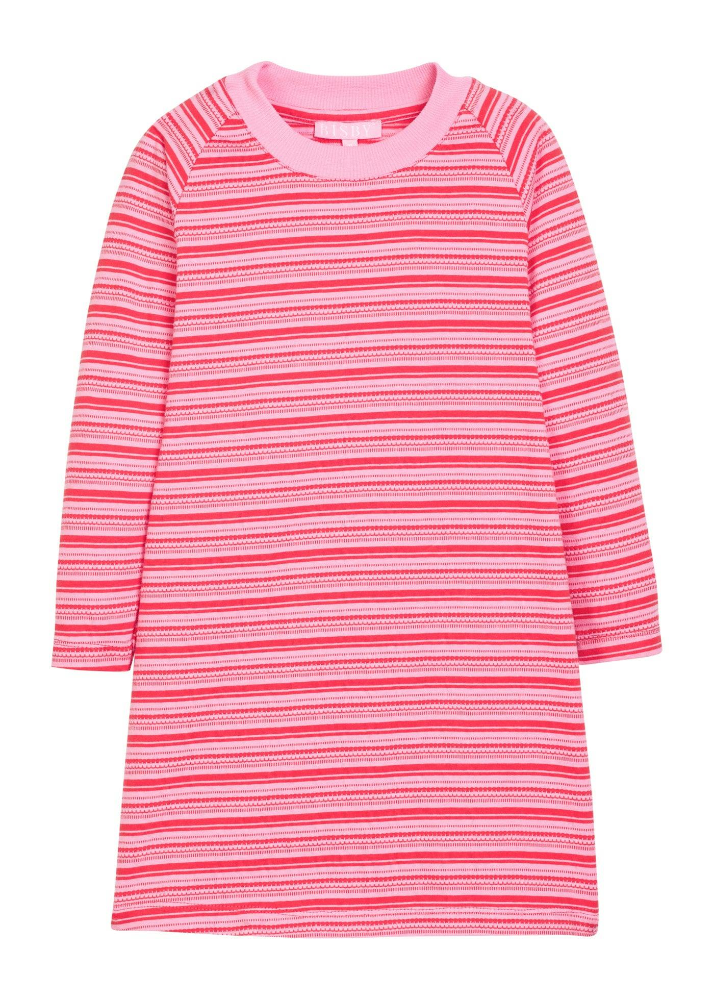 Long Sleeved T-Shirt Dress - Cambridge Crimson Stripe