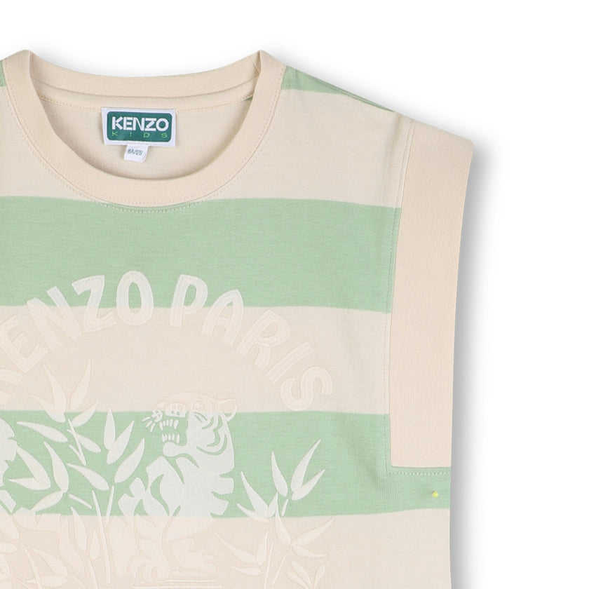 Light Green & Beige Kenzo Striped Dress