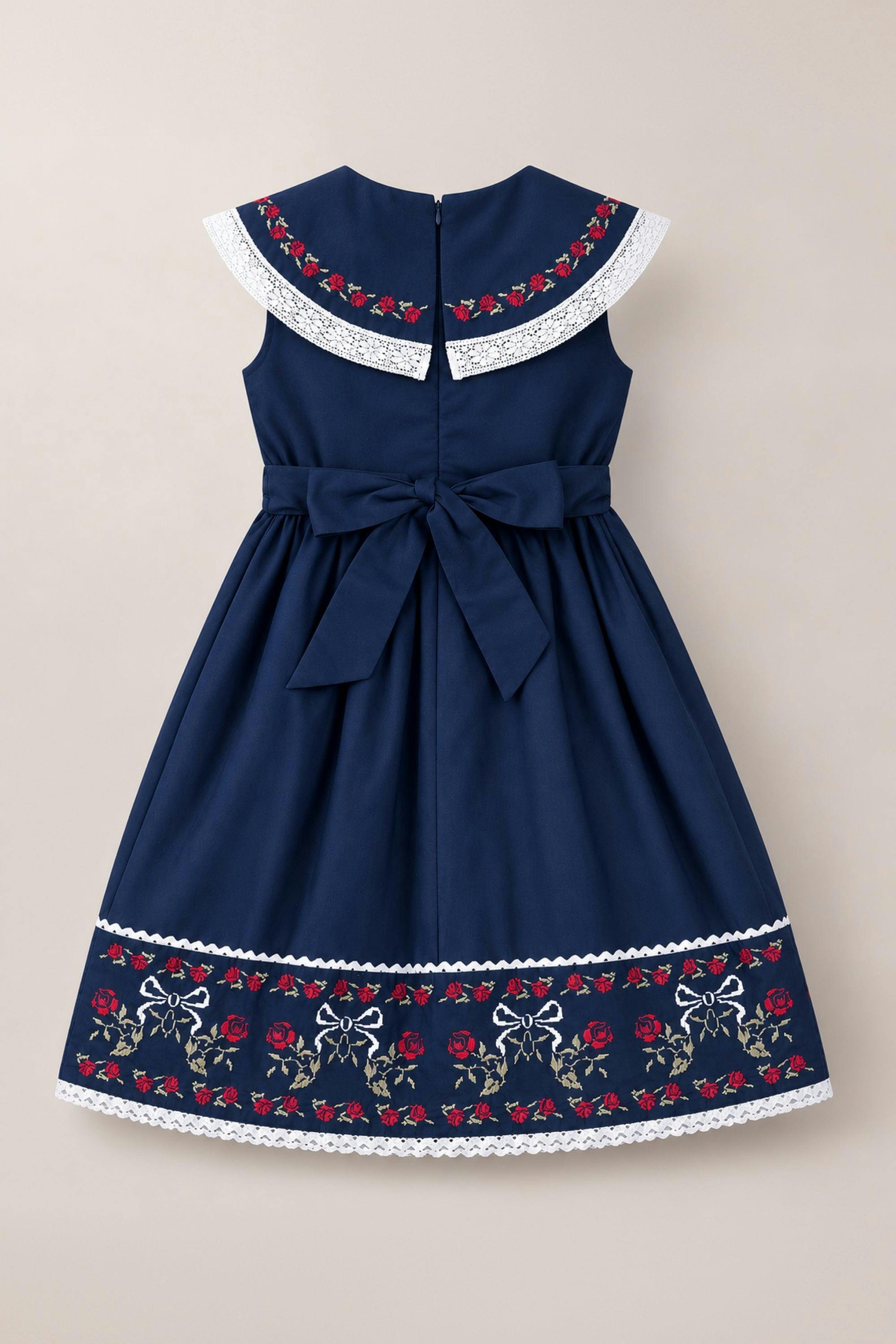 Mini Aster Dress in Sapphire Rosette Embroidery