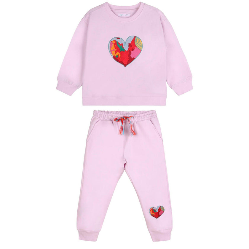 Pink Fun Heart Sweatshirt & Sweatpants Set