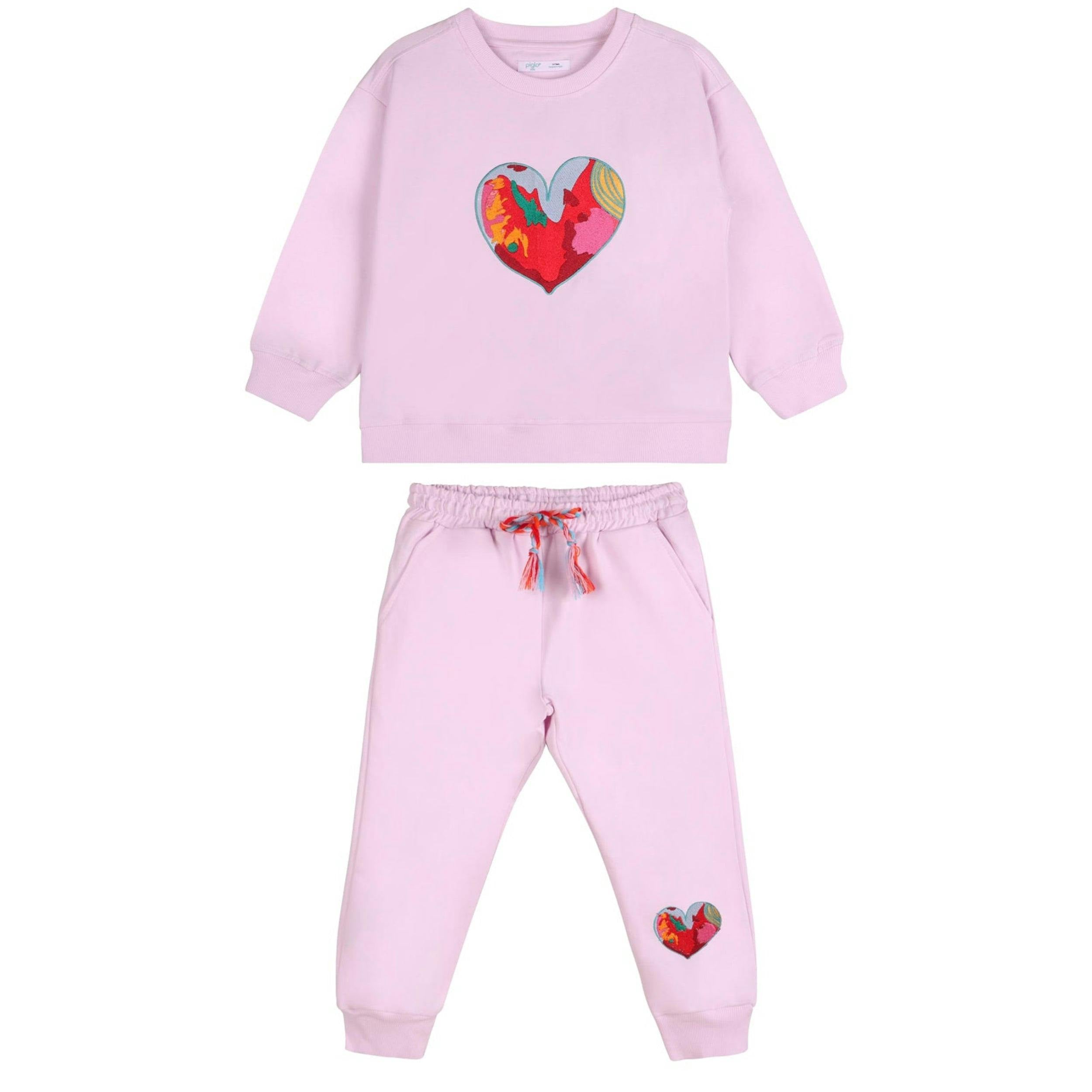 Pink Fun Heart Sweatshirt & Sweatpants Set