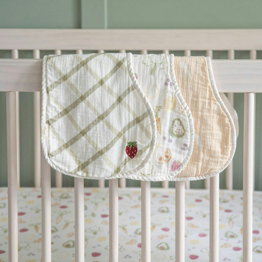 Clementine Fruits & Veggies Cotton Burp Cloth Set