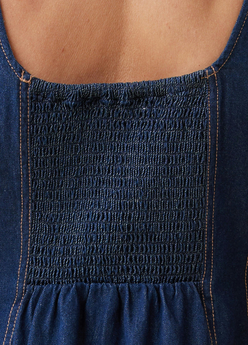 Sleeveless Chambray Maternity and Nursing Midi Dress