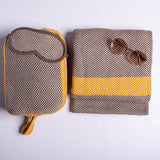 Chevron Stripes Organic Cotton Travel Blanket and Eye Mask Set
