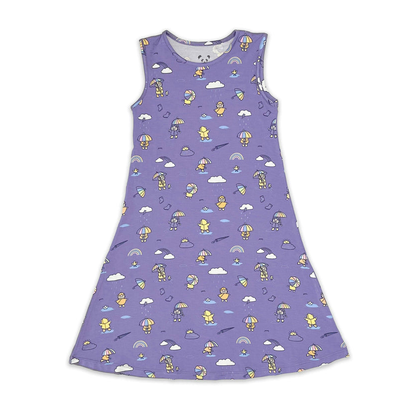 Rainbow Bear Bamboo Girls' Sleeveless Dress