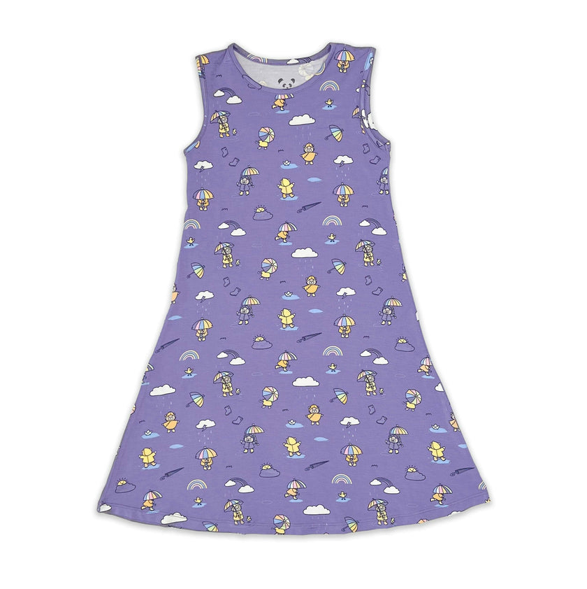 Rainbow Bear Bamboo Girls' Sleeveless Dress