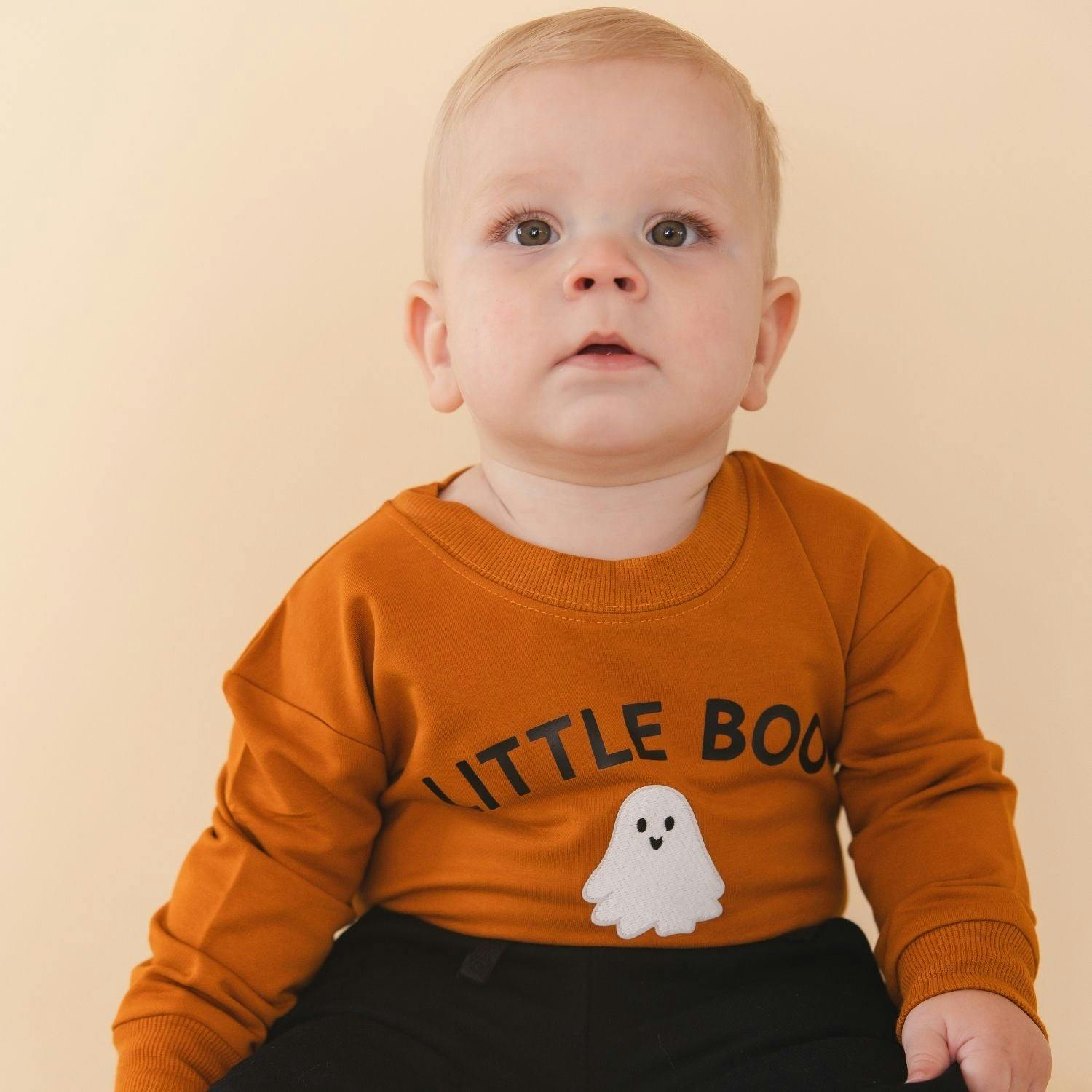 Little Boo Patch Halloween Long Sleeve Romper