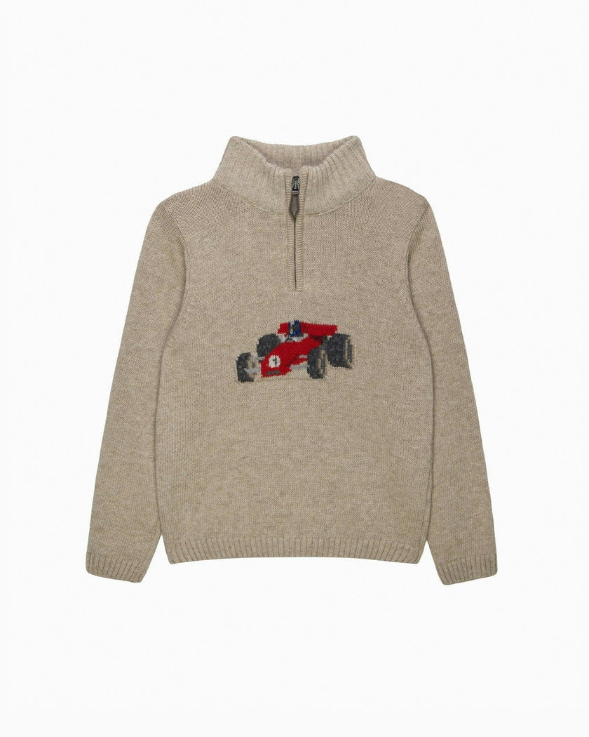 Charles Car Half Zip Sweater in Oatmeal