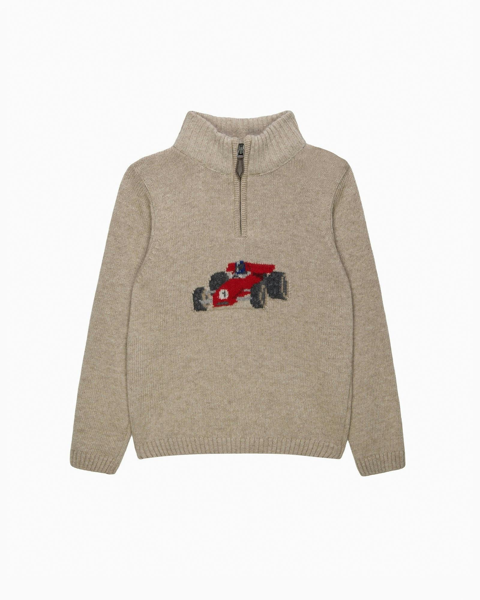 Charles Car Half Zip Sweater in Oatmeal