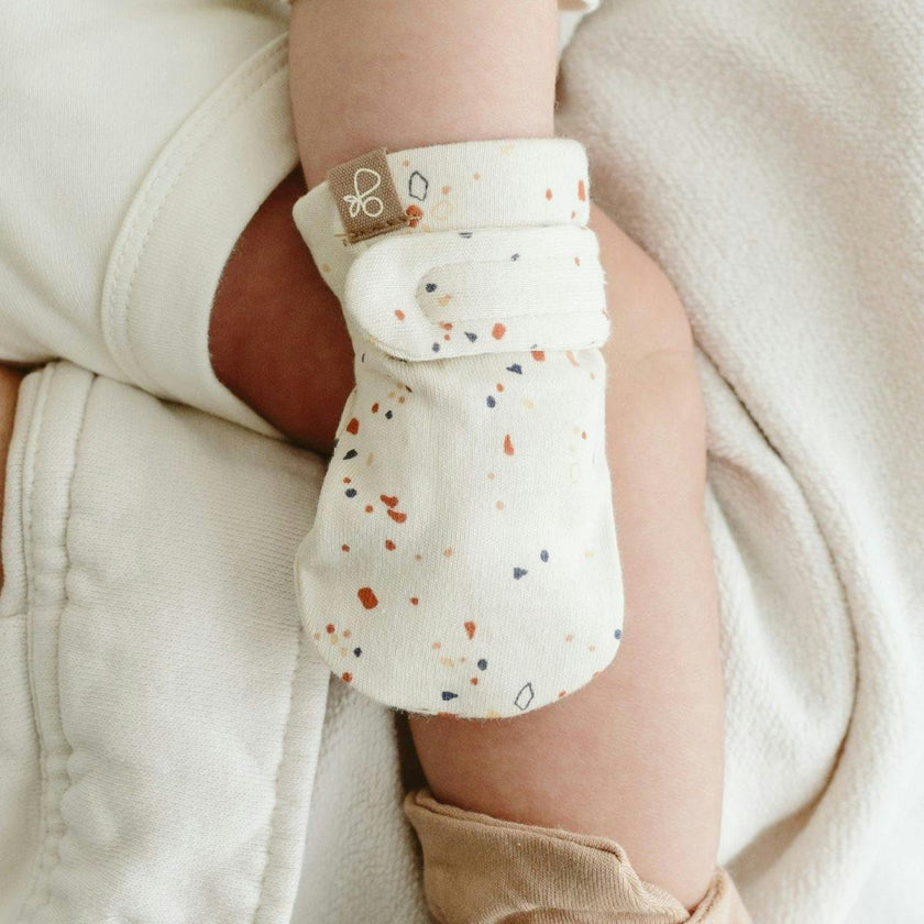 STAY ON 3-PACK MITTS | MOSS + TERRAZZO + SANDSTONE — Bamboo Organic Cotton Blend, 0–6M