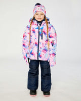 Two Piece Play Snowsuit Mauve Watercolor Floral Print With Navy Pants