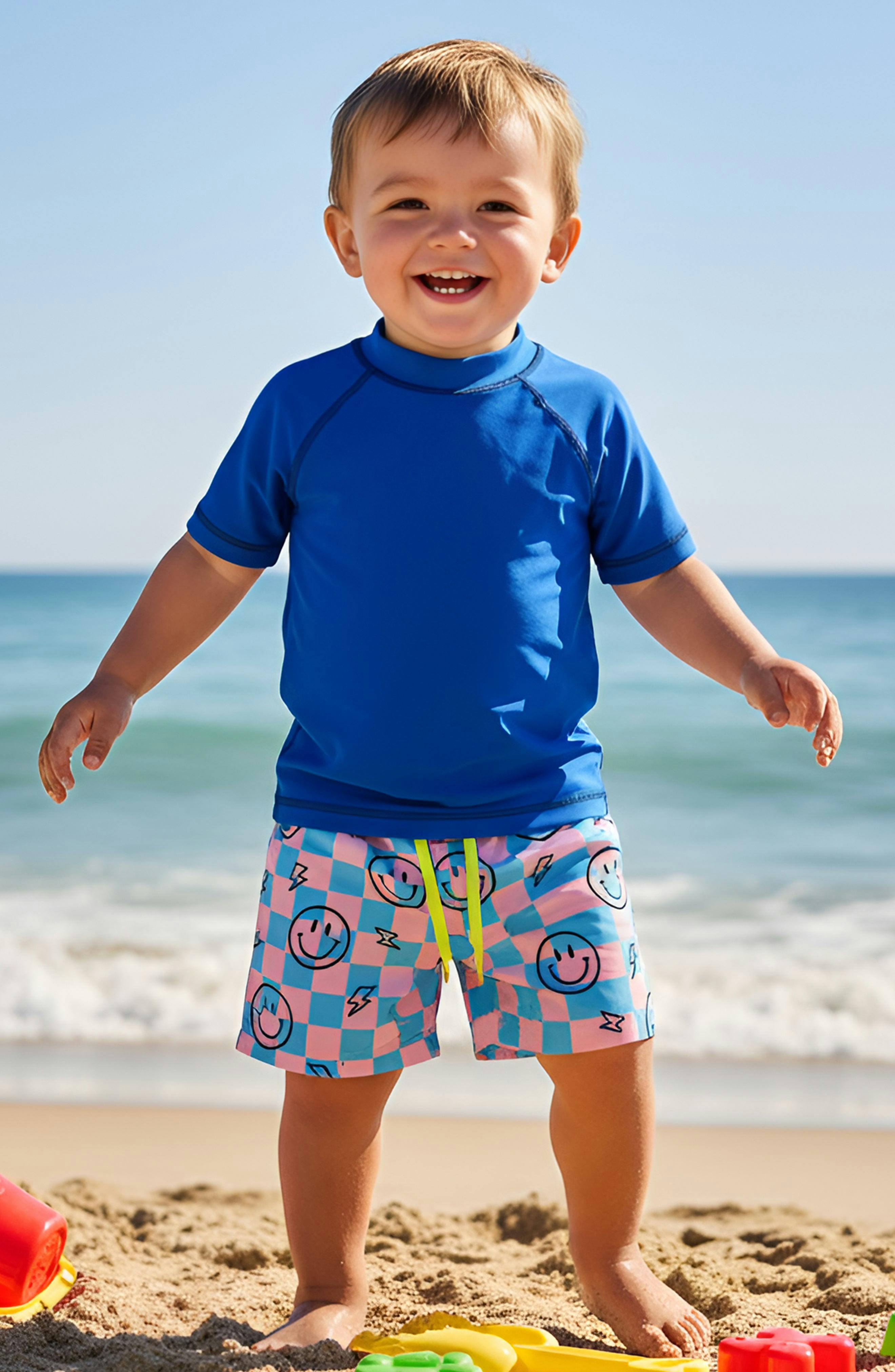 Dylan Boys Retro Smiley Print Board Shorts