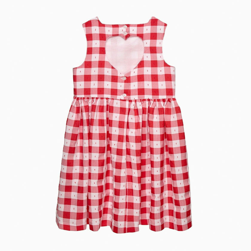 Valentina Heart Dress in Red Gingham