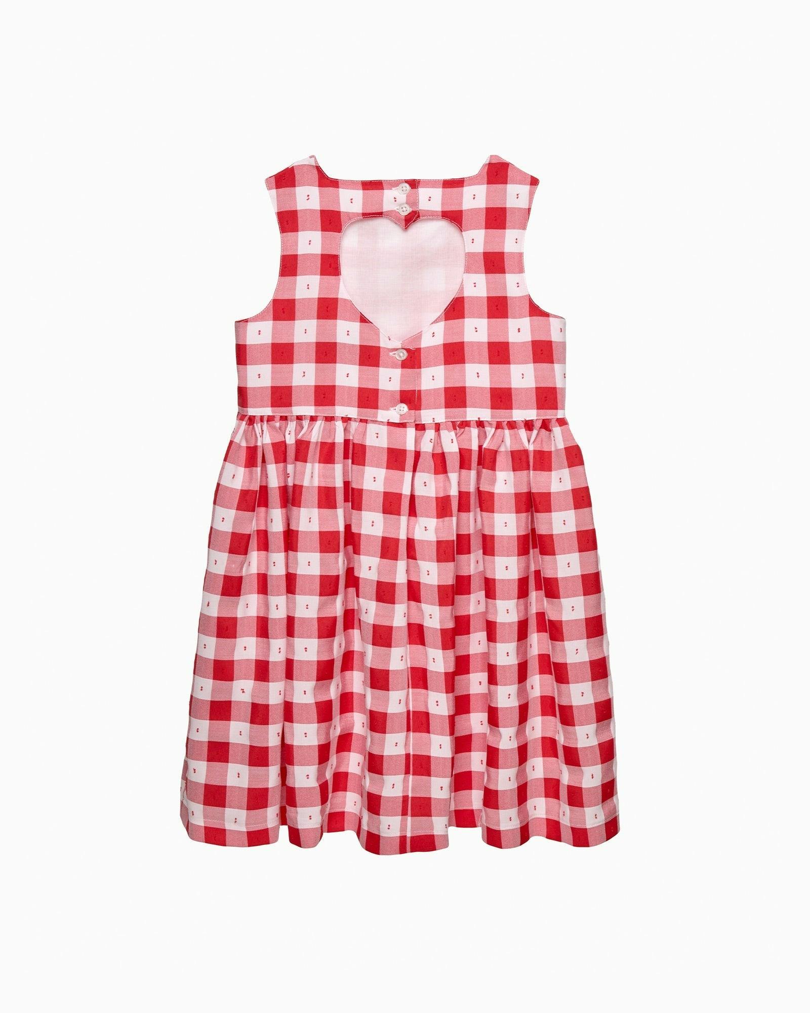 Valentina Heart Dress in Red Gingham