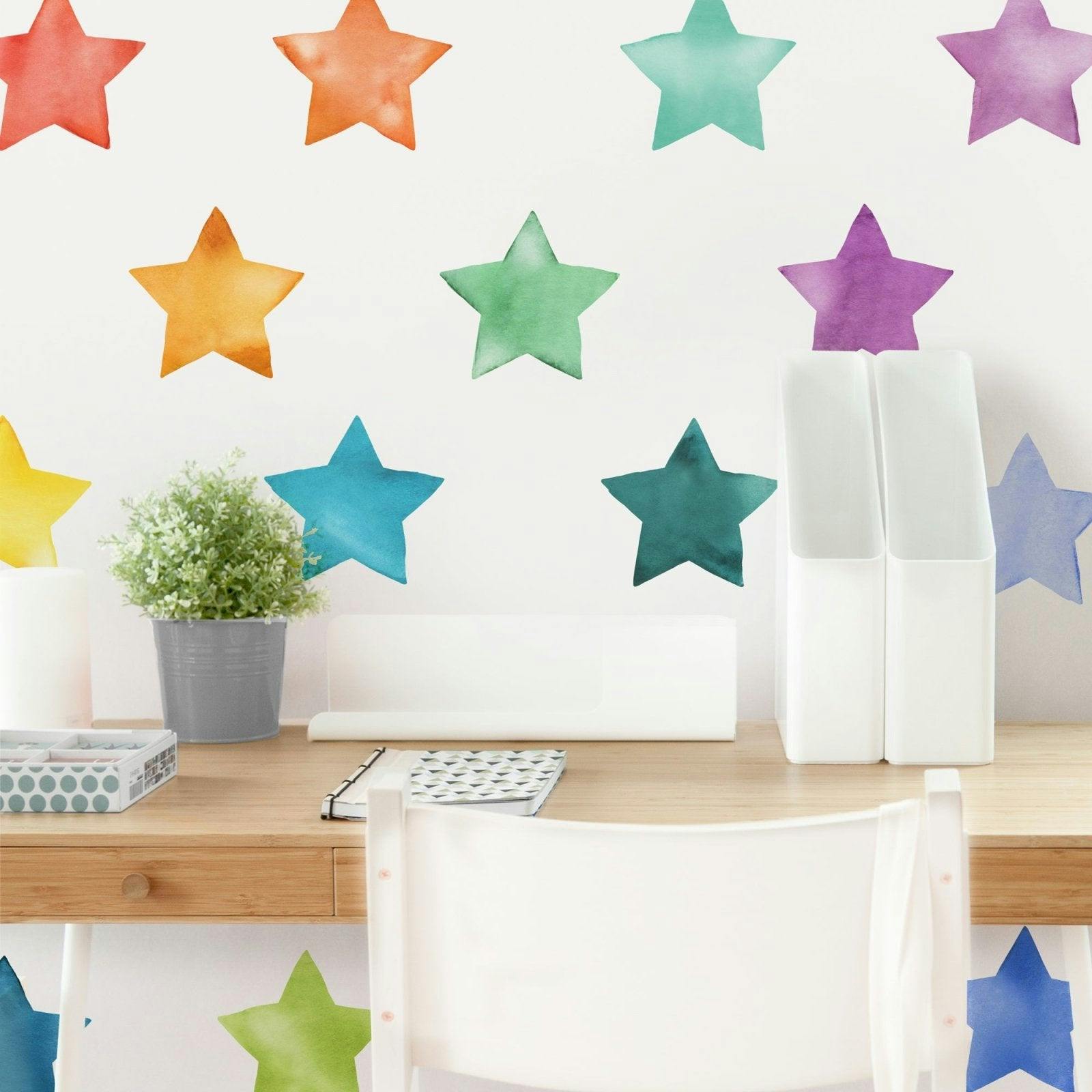 Watercolor Stars • Rainbow • Large • Peel-and-Stick Wall Decals