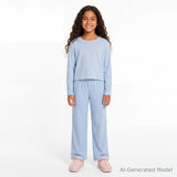 Tween (7-16) Girls Heart Pointelle Pajama Set | Light Blue