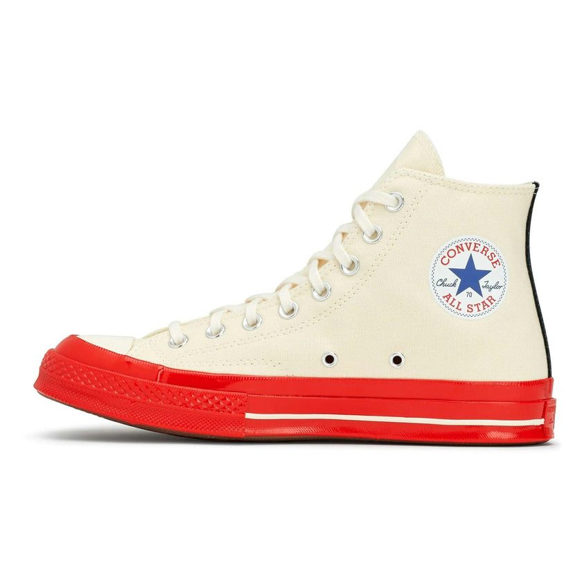 Beige & Red Converse High Top Sneakers