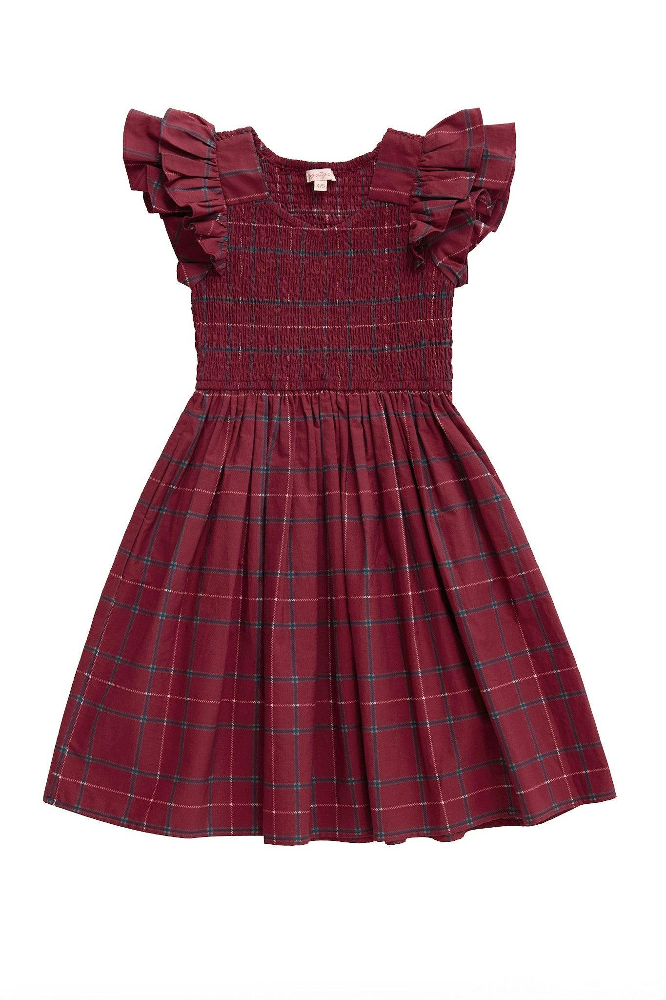 Mini Hattie Dress in Burgundy Plaid