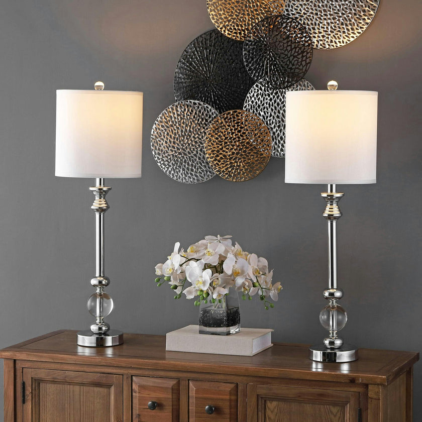 Erica Crystal Candlestick Lamps With USB Port
