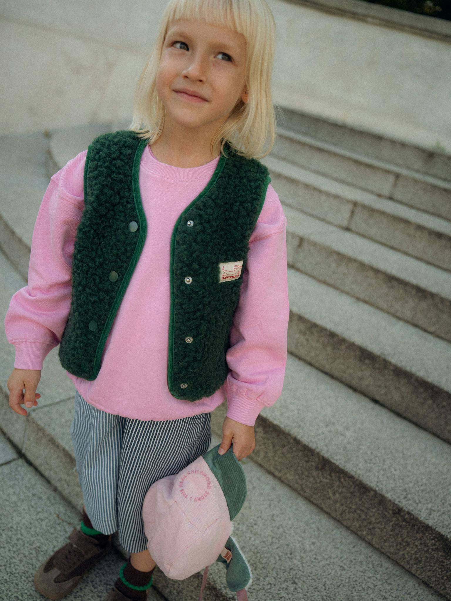children's merino wool vest - moss