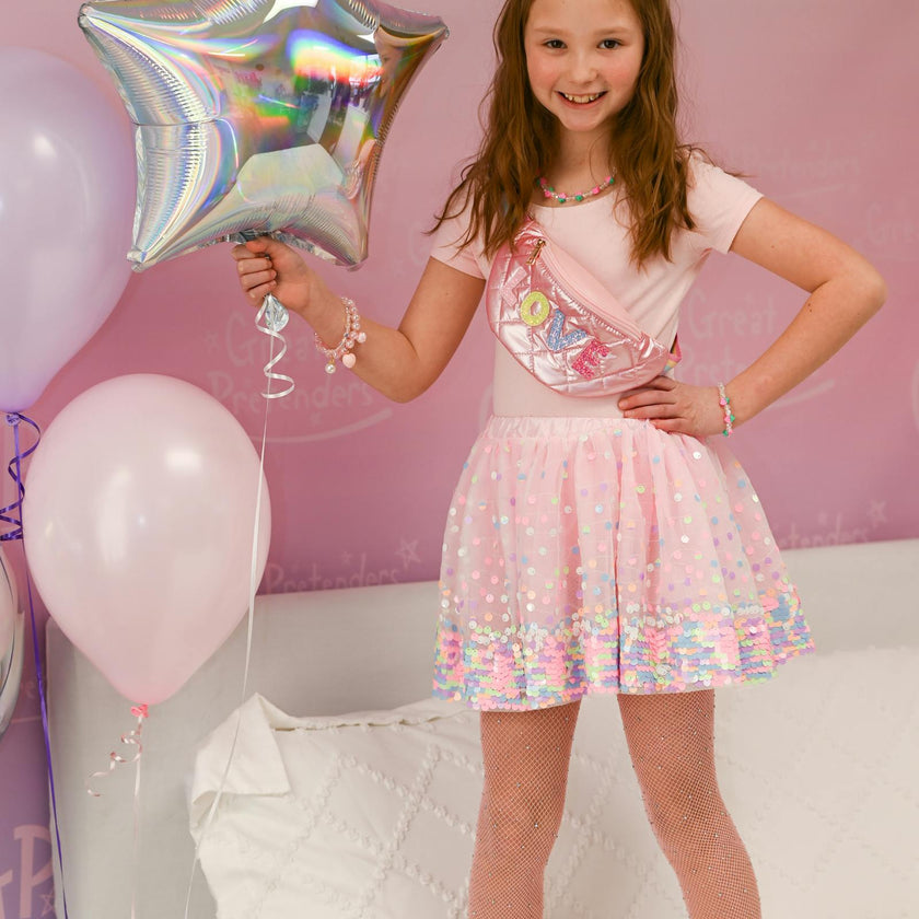 Neon Pink Party Fun Sequins Skirt