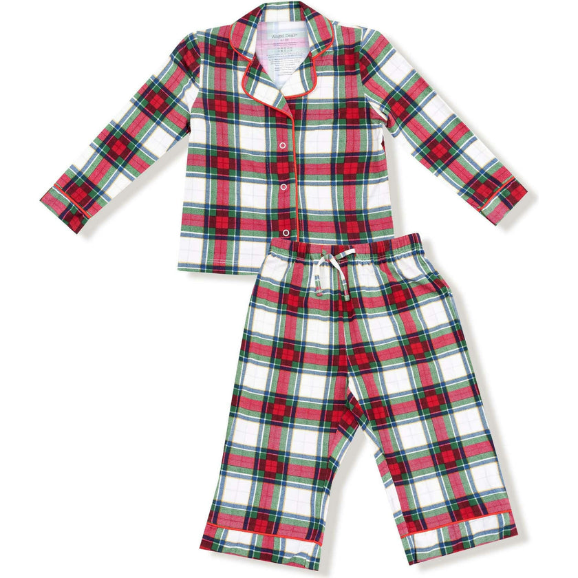 Holiday Plaid - Kids Long Sleeve Coat Style with Pant