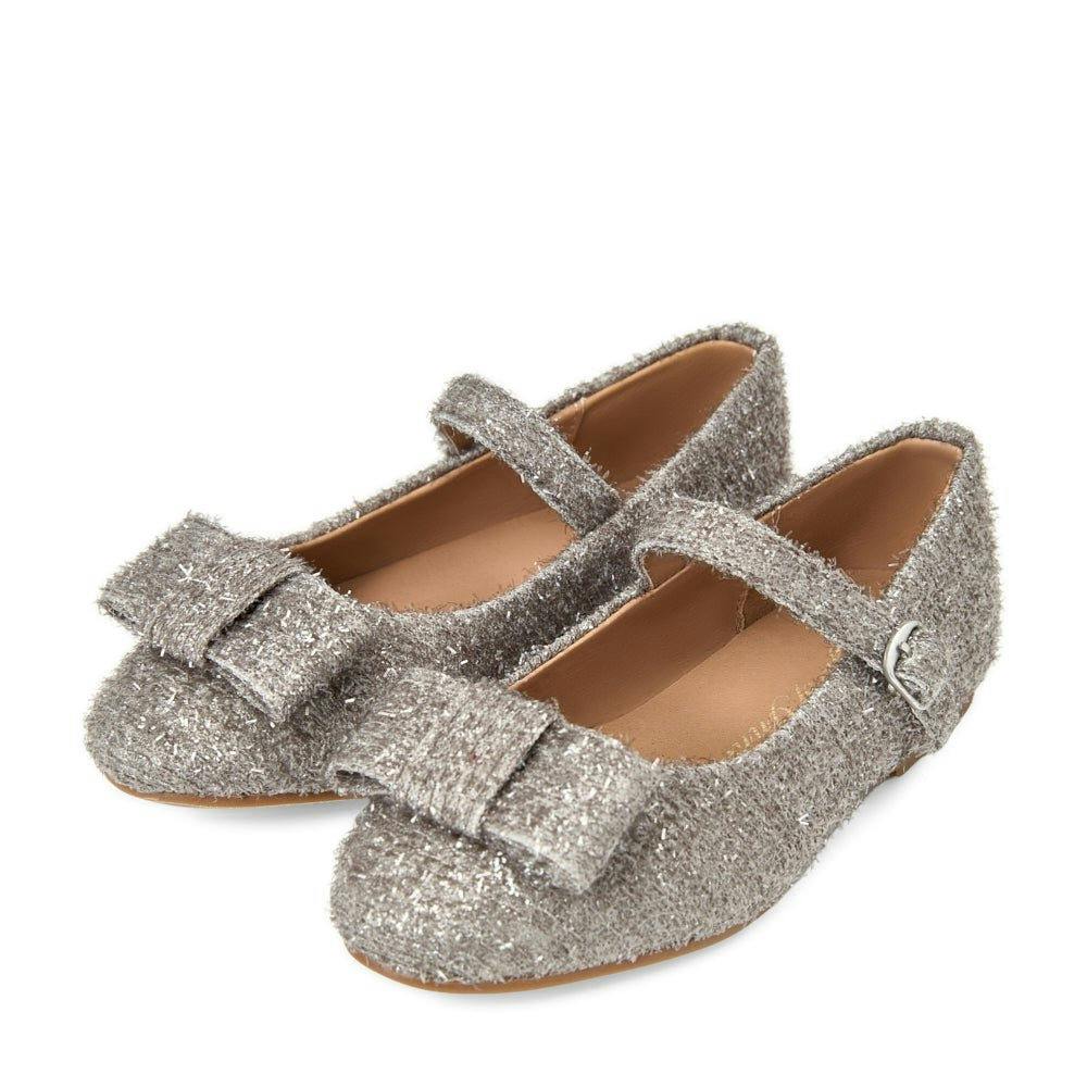 Ellen Lurex Bow Detail Buckle Strap Mary Jane Shoes