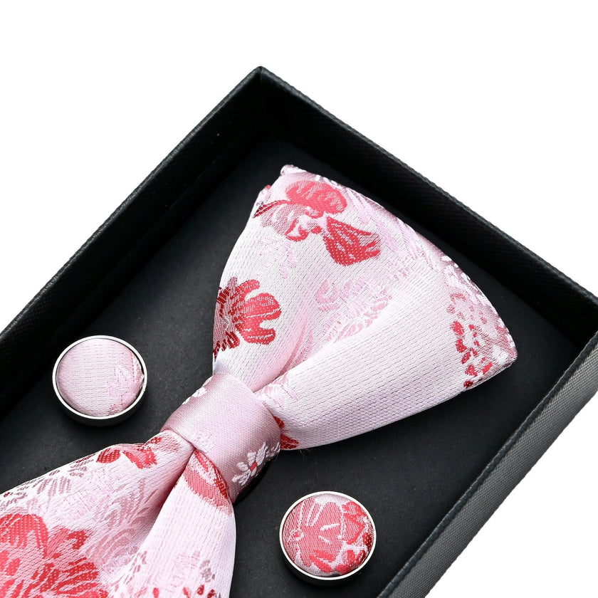 Pink and Red Floral Bowtie Set