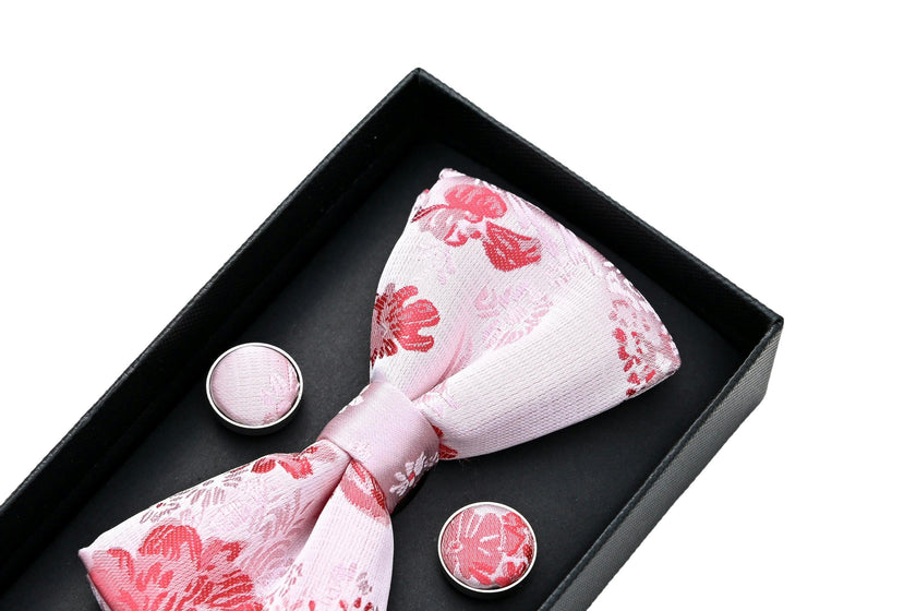Pink and Red Floral Bowtie Set