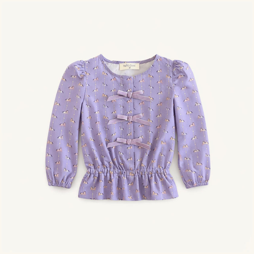 Velvet Bow Top in Purple Carousel