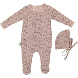 Elegant Floral Footie and Beanie Set