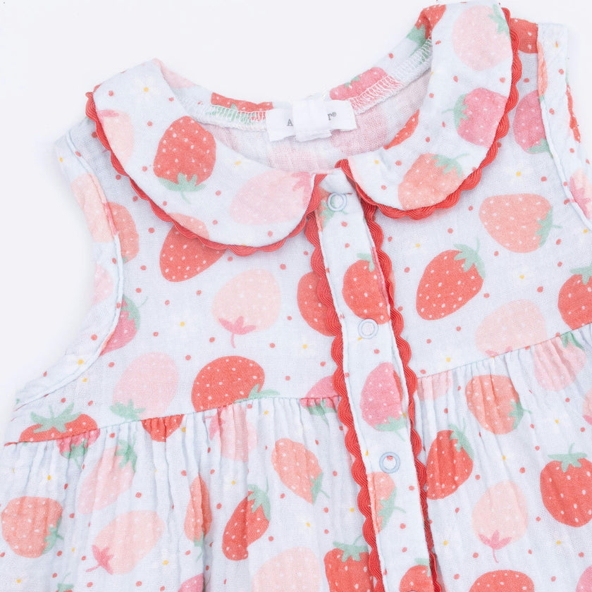 Strawberry Bliss - Jill Dress with Bloomer & Bow on Headband Set