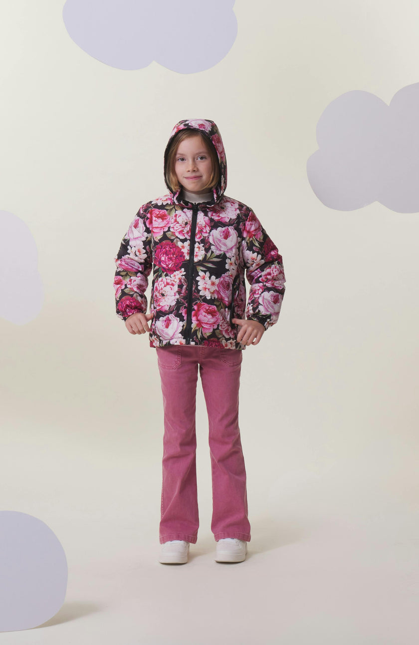 Blake Hooded Reversible Lightweight Down Puffer Jacket, Garden Floral