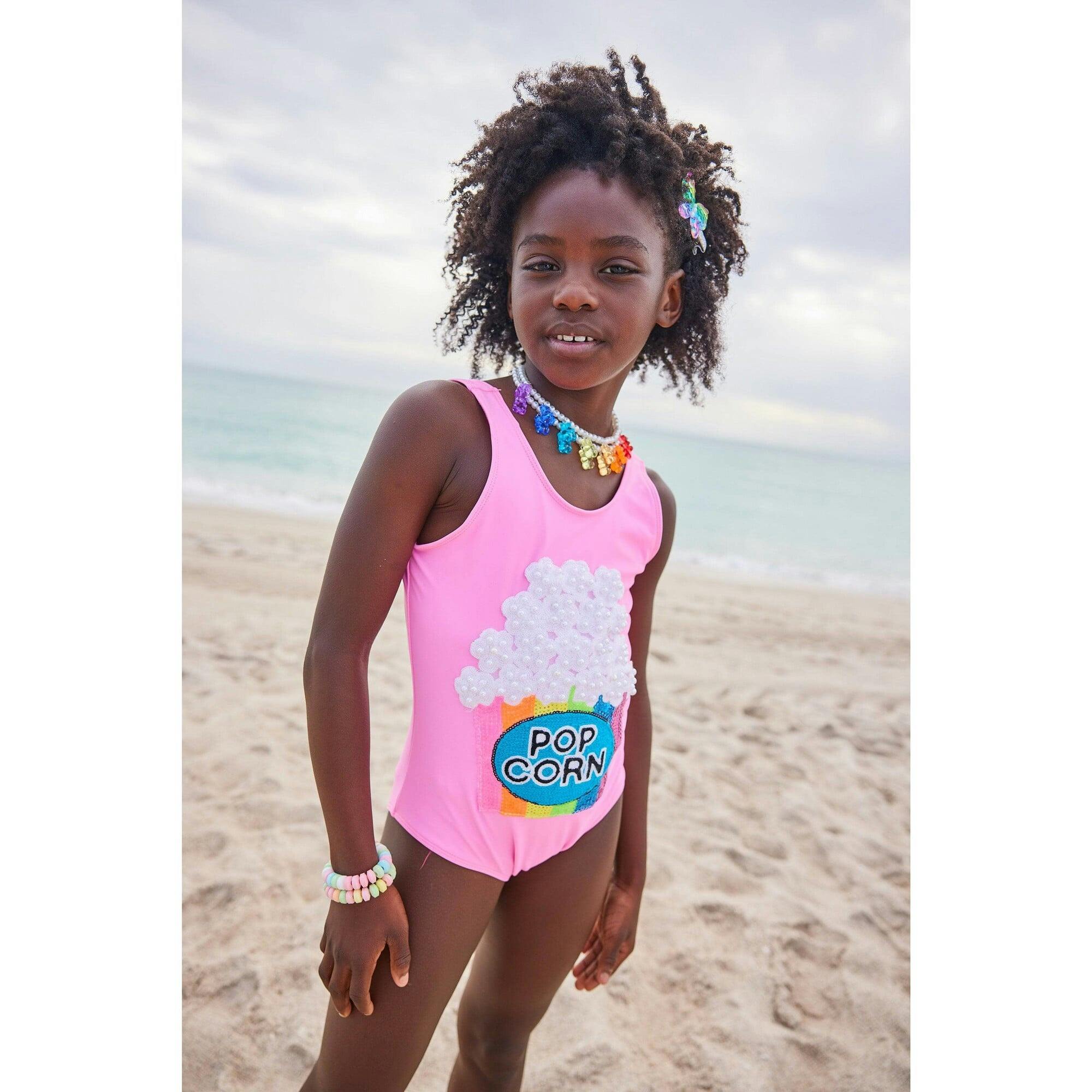 Popcorn & Pearls Sleeveless One-Piece Swimsuit