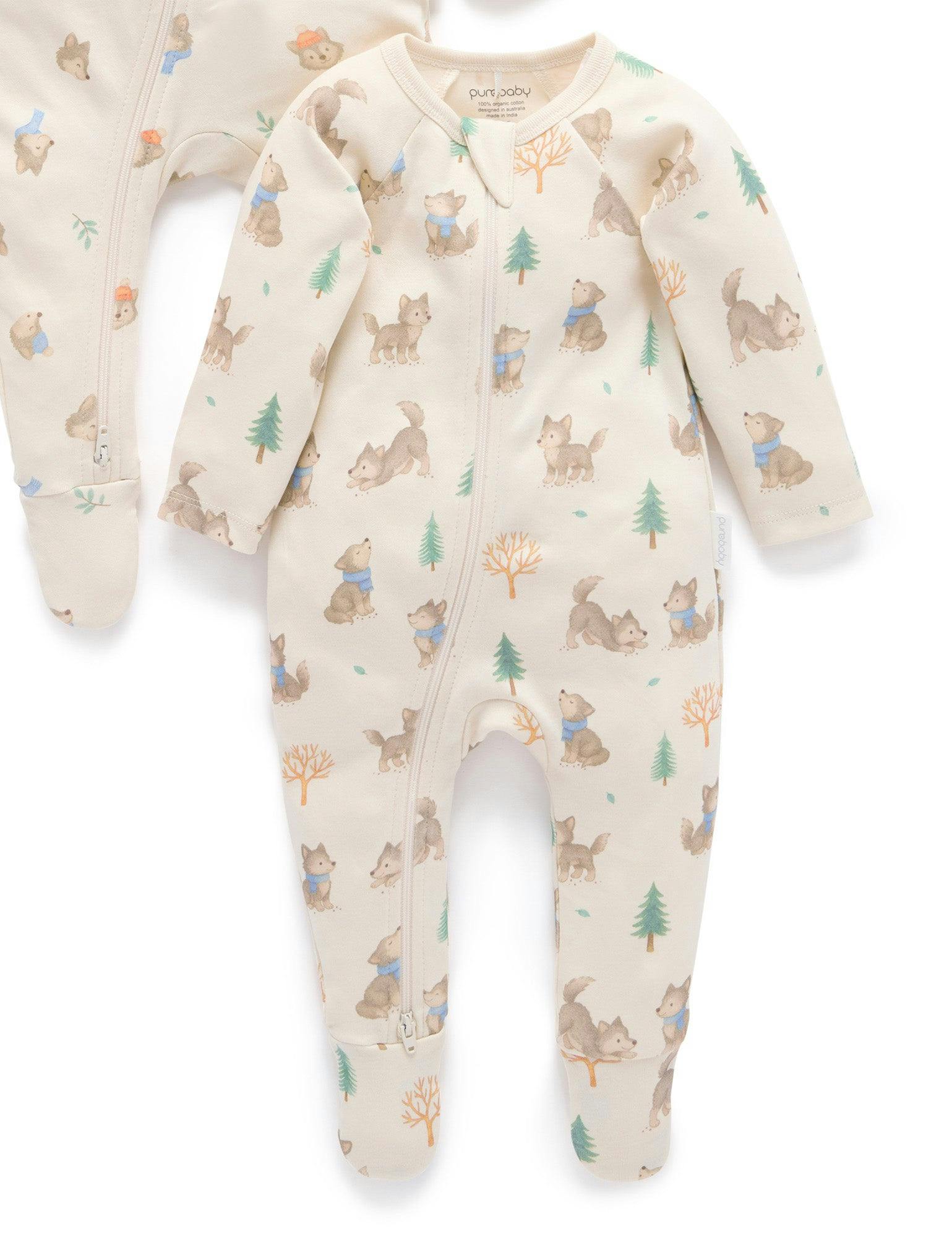 Printed Zip Growsuit Pack Wolf Cub Print