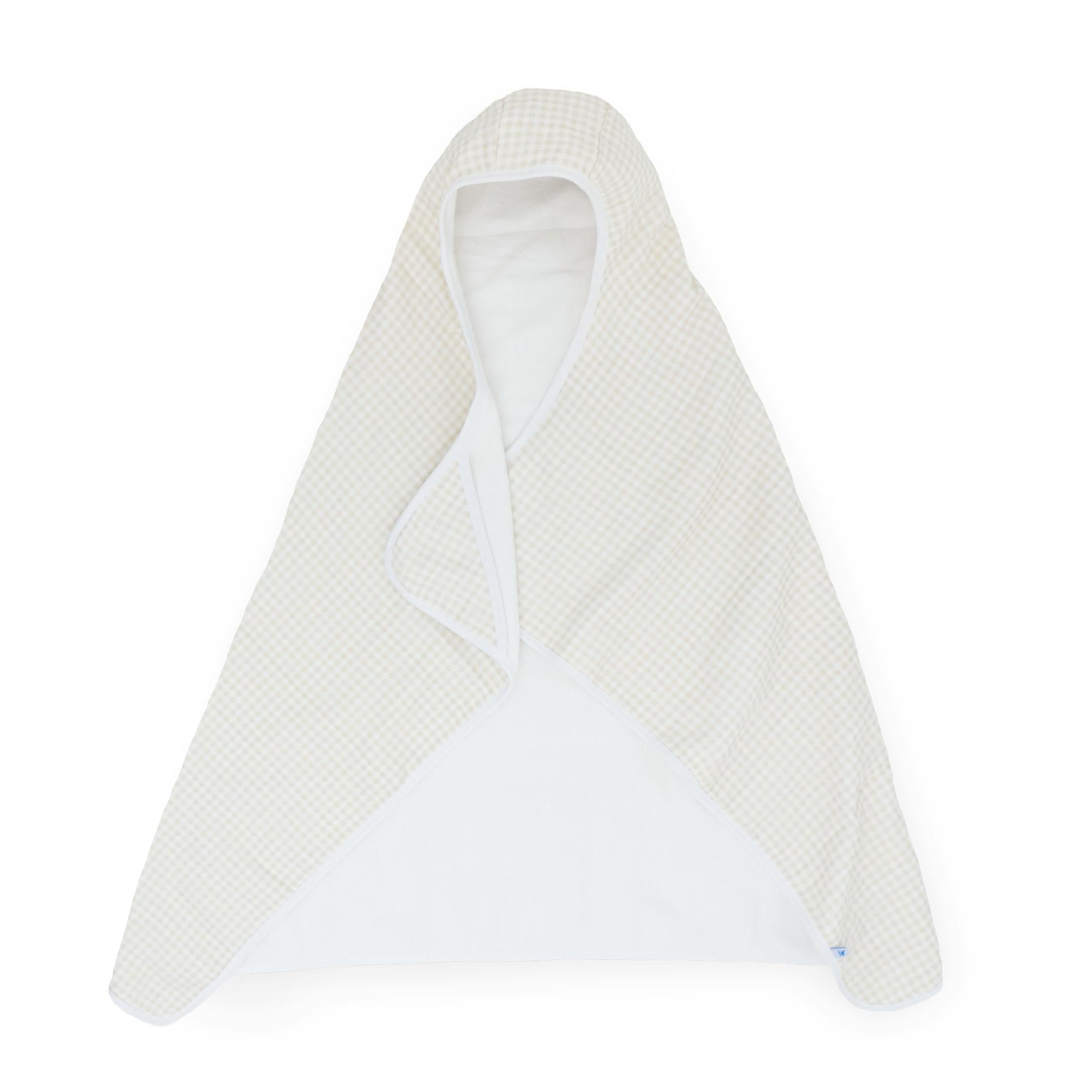 Toddler Hooded Towel - Tan Gingham